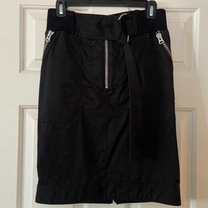 3.1 Phillip Lim Black Moto Pencil Skirt Rib Waist w/D Ring Buckle & Zips Size 0